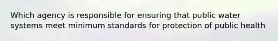 Which agency is responsible for ensuring that public water systems meet minimum standards for protection of public health