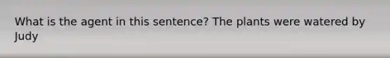 What is the agent in this sentence? The plants were watered by Judy