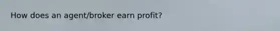 How does an agent/broker earn profit?