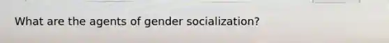 What are the agents of gender socialization?