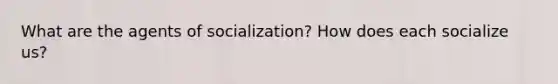 What are the agents of socialization? How does each socialize us?