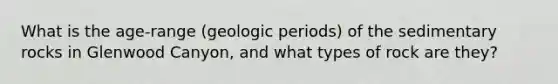 What is the age-range (geologic periods) of the sedimentary rocks in Glenwood Canyon, and what types of rock are they?