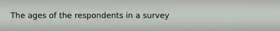 The ages of the respondents in a survey