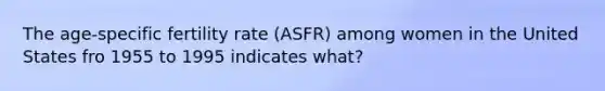 The age-specific fertility rate (ASFR) among women in the United States fro 1955 to 1995 indicates what?