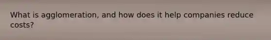 What is agglomeration, and how does it help companies reduce costs?