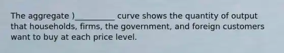 The aggregate )__________ curve shows the quantity of output that households, firms, the government, and foreign customers want to buy at each price level.