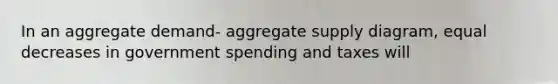 In an aggregate demand- aggregate supply diagram, equal decreases in government spending and taxes will