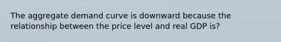 The aggregate demand curve is downward because the relationship between the price level and real GDP is?