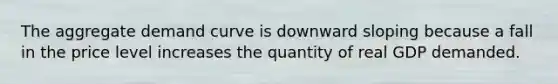 The aggregate demand curve is downward sloping because a fall in the price level increases the quantity of real GDP demanded.