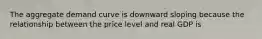 The aggregate demand curve is downward sloping because the relationship between the price level and real GDP is