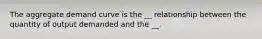 The aggregate demand curve is the __ relationship between the quantity of output demanded and the __.