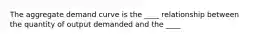 The aggregate demand curve is the ____ relationship between the quantity of output demanded and the ____