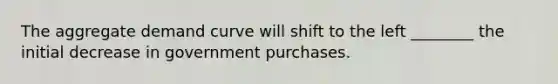 The aggregate demand curve will shift to the left ________ the initial decrease in government purchases.