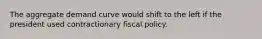 The aggregate demand curve would shift to the left if the president used contractionary fiscal policy.