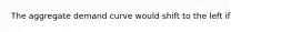 The aggregate demand curve would shift to the left if