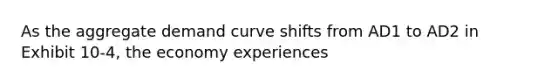 As the aggregate demand curve shifts from AD1 to AD2 in Exhibit 10-4, the economy experiences