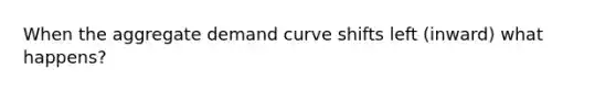 When the aggregate demand curve shifts left (inward) what happens?