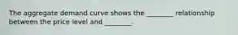 The aggregate demand curve shows the ________ relationship between the price level and ________.