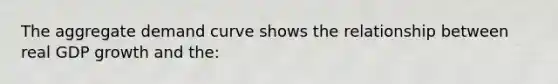 The aggregate demand curve shows the relationship between real GDP growth and the: