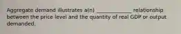 Aggregate demand illustrates a(n) ______________ relationship between the price level and the quantity of real GDP or output demanded.