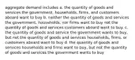 aggregate demand includes a. the quantity of goods and services the government, households, firms, and customers aboard want to buy b. neither the quantity of goods and services the government, households, nor firms want to buy not the quantity of goods and services customers aboard want to buy. c. the quantity of goods and service the government wants to buy, but not the quantity of goods and services households, firms, or customers aboard want to buy d. the quantity of goods and services households and firms want to buy, but not the quantity of goods and services the government wants to buy