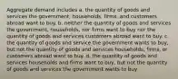 Aggregate demand includes a. the quantity of goods and services the government, households, firms, and customers abroad want to buy. b. neither the quantity of goods and services the government, households, nor firms want to buy nor the quantity of goods and services customers abroad want to buy. c. the quantity of goods and service the government wants to buy, but not the quantity of goods and services households, firms, or customers abroad want to buy. d. the quantity of goods and services households and firms want to buy, but not the quantity of goods and services the government wants to buy