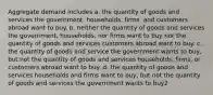 Aggregate demand includes a. the quantity of goods and services the government, households, firms, and customers abroad want to buy. b. neither the quantity of goods and services the government, households, nor firms want to buy nor the quantity of goods and services customers abroad want to buy. c. the quantity of goods and service the government wants to buy, but not the quantity of goods and services households, firms, or customers abroad want to buy. d. the quantity of goods and services households and firms want to buy, but not the quantity of goods and services the government wants to buy2