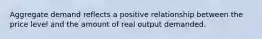 Aggregate demand reflects a positive relationship between the price level and the amount of real output demanded.