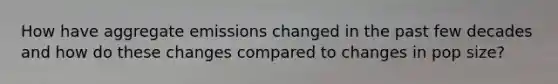 How have aggregate emissions changed in the past few decades and how do these changes compared to changes in pop size?