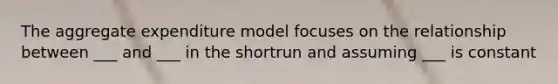 The aggregate expenditure model focuses on the relationship between ___ and ___ in the shortrun and assuming ___ is constant