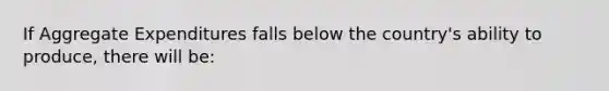If Aggregate Expenditures falls below the country's ability to produce, there will be: