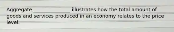 Aggregate _______________ illustrates how the total amount of goods and services produced in an economy relates to the price level.