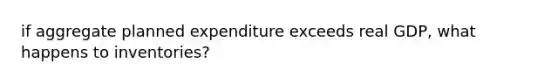 if aggregate planned expenditure exceeds real GDP, what happens to inventories?