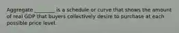 Aggregate ________ is a schedule or curve that shows the amount of real GDP that buyers collectively desire to purchase at each possible price level.