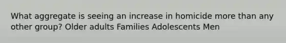 What aggregate is seeing an increase in homicide more than any other group? Older adults Families Adolescents Men