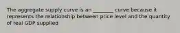 The aggregate supply curve is an ________ curve because it represents the relationship between price level and the quantity of real GDP supplied