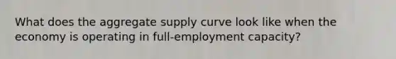 What does the aggregate supply curve look like when the economy is operating in full-employment capacity?