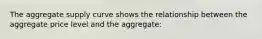 The aggregate supply curve shows the relationship between the aggregate price level and the aggregate: