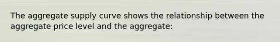 The aggregate supply curve shows the relationship between the aggregate price level and the aggregate: