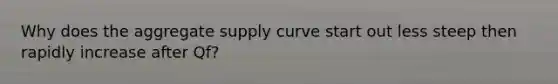 Why does the aggregate supply curve start out less steep then rapidly increase after Qf?