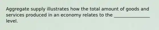 Aggregate supply illustrates how the total amount of goods and services produced in an economy relates to the ________________ level.