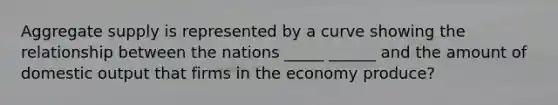 Aggregate supply is represented by a curve showing the relationship between the nations _____ ______ and the amount of domestic output that firms in the economy produce?