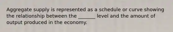 Aggregate supply is represented as a schedule or curve showing the relationship between the _______ level and the amount of output produced in the economy.