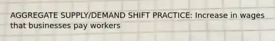 AGGREGATE SUPPLY/DEMAND SHIFT PRACTICE: Increase in wages that businesses pay workers