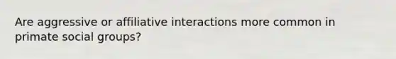 Are aggressive or affiliative interactions more common in primate social groups?