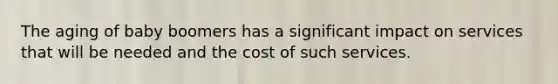 The aging of baby boomers has a significant impact on services that will be needed and the cost of such services.
