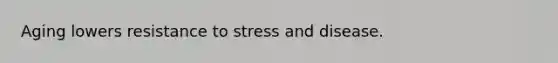 Aging lowers resistance to stress and disease.