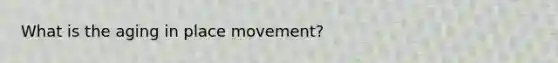 What is the aging in place movement?