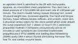 an agitated client is admitted to the ER with tachycardia, dyspnea, an intermittent chest palpitations. The client has a blood pressure of 170/110MM HG and heart rate of 130 beats per minute. The client's health history reveals thinning hair, recent 10 pound weight loss, increased appetite, fine hand and tongue tremors, hyper reflexes tendon reflexes, and smooth, moist skin. A physician writes orders for the client period which order should the nurse implement 1st? 1 obtain 12 lead E CG 2 administer propanolol (Inderal) 2 milligrams intravenously q10 to 15 minutes or until symptoms are controlled 3 administer propylthiouracil (PTU) 600MG oral loading dose followed by 200MG orally Q4H 4 obtain thyroid stimulating hormone TSH, free T4, and cardiac enzyme levels.