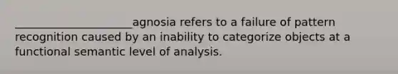 _____________________agnosia refers to a failure of pattern recognition caused by an inability to categorize objects at a functional semantic level of analysis.